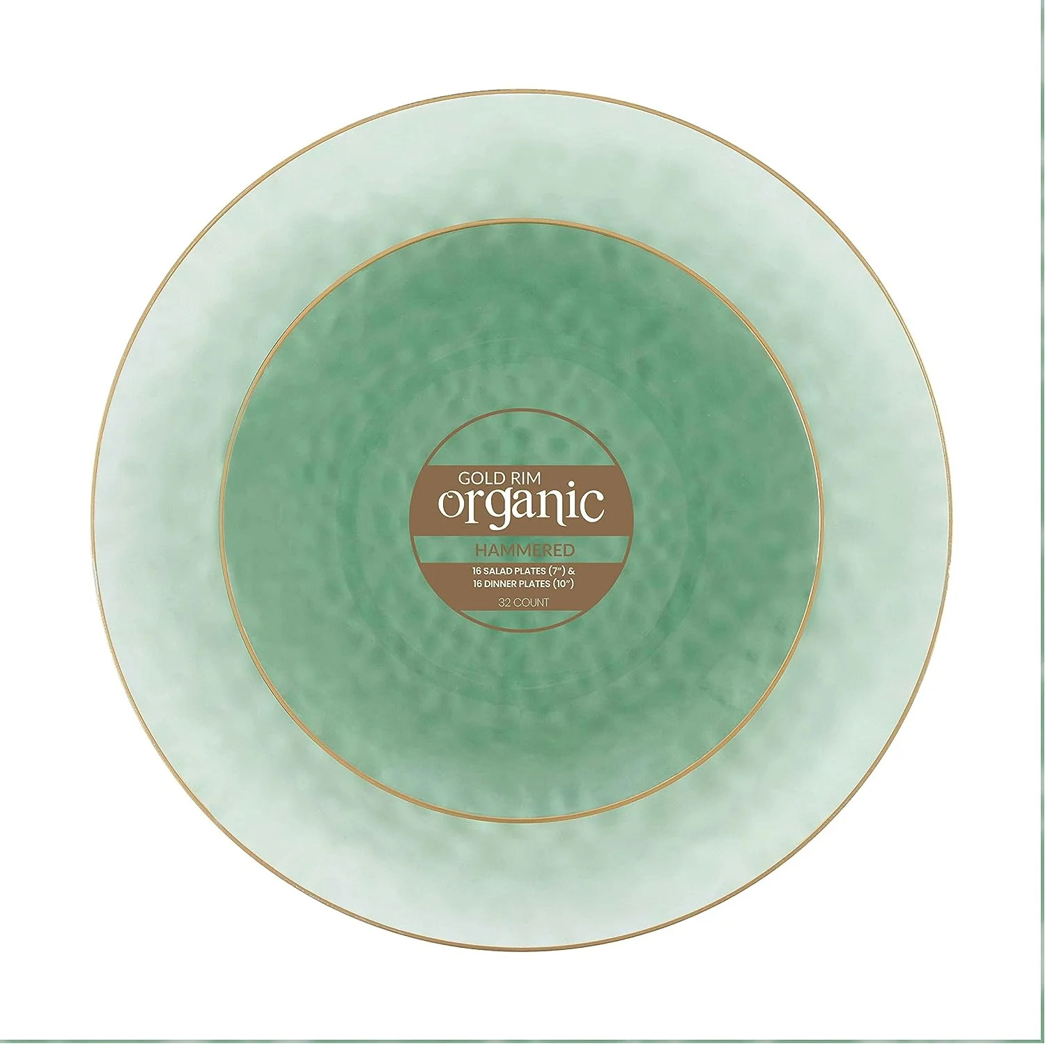PLASTICPRO 32-piece Green Hammered Plastic Plates Combo Set Disposable Elegant Plates for Party, ... | Walmart (US)