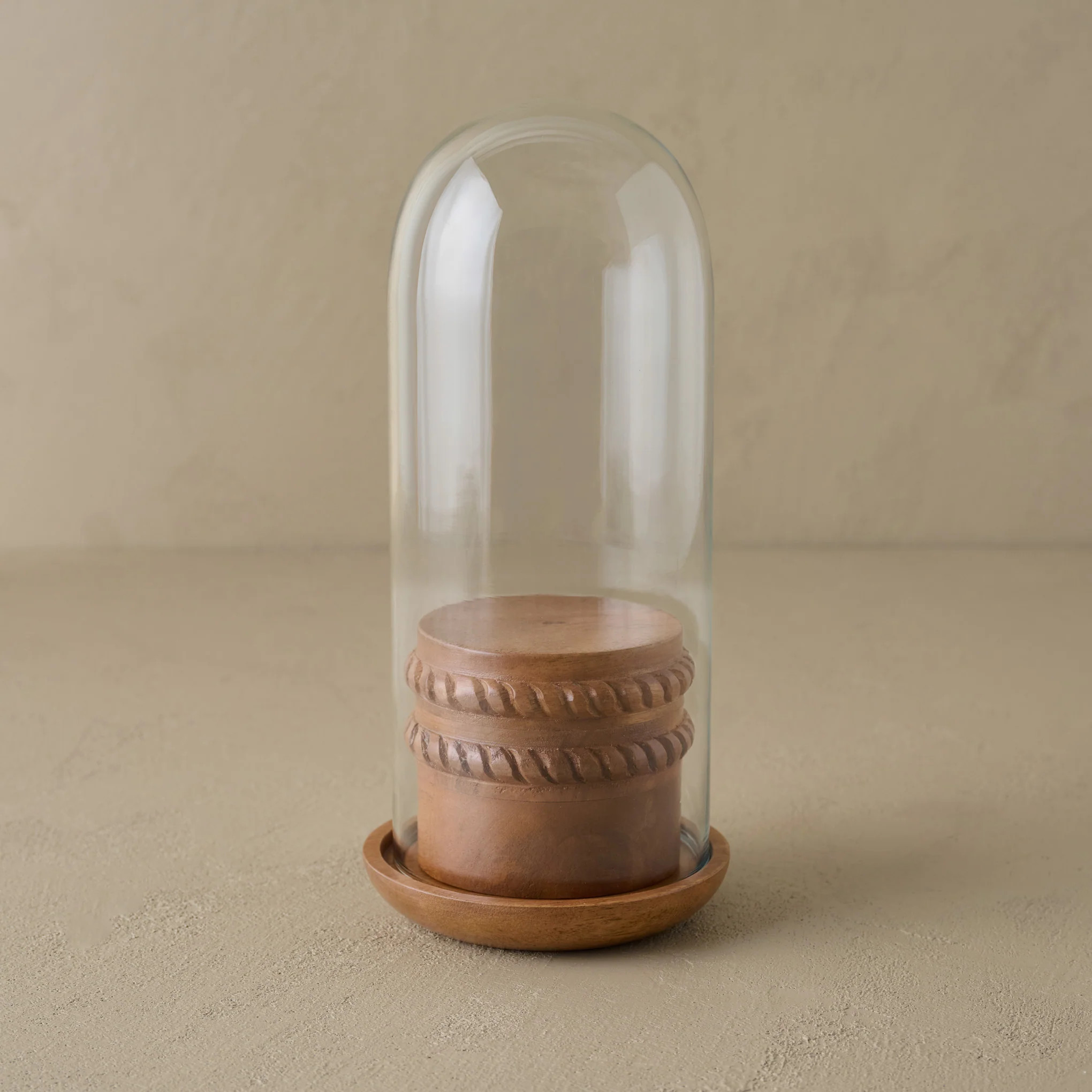 Glass Cloche with Wood Base | Magnolia