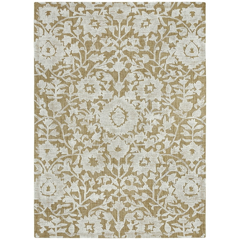 My Texas House Flora Natural Wool Floral Indoor Area Rug, 5' x 7' | Walmart (US)
