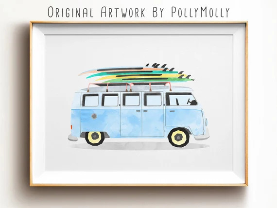 Van Print Transportation Decor Vehicle Print Bus Wall Art | Etsy | Etsy (US)