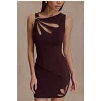 Brock Asymmetrical Neckline Knit Top - Dark Chocolate I MESHKI I Size M | MESHKI US