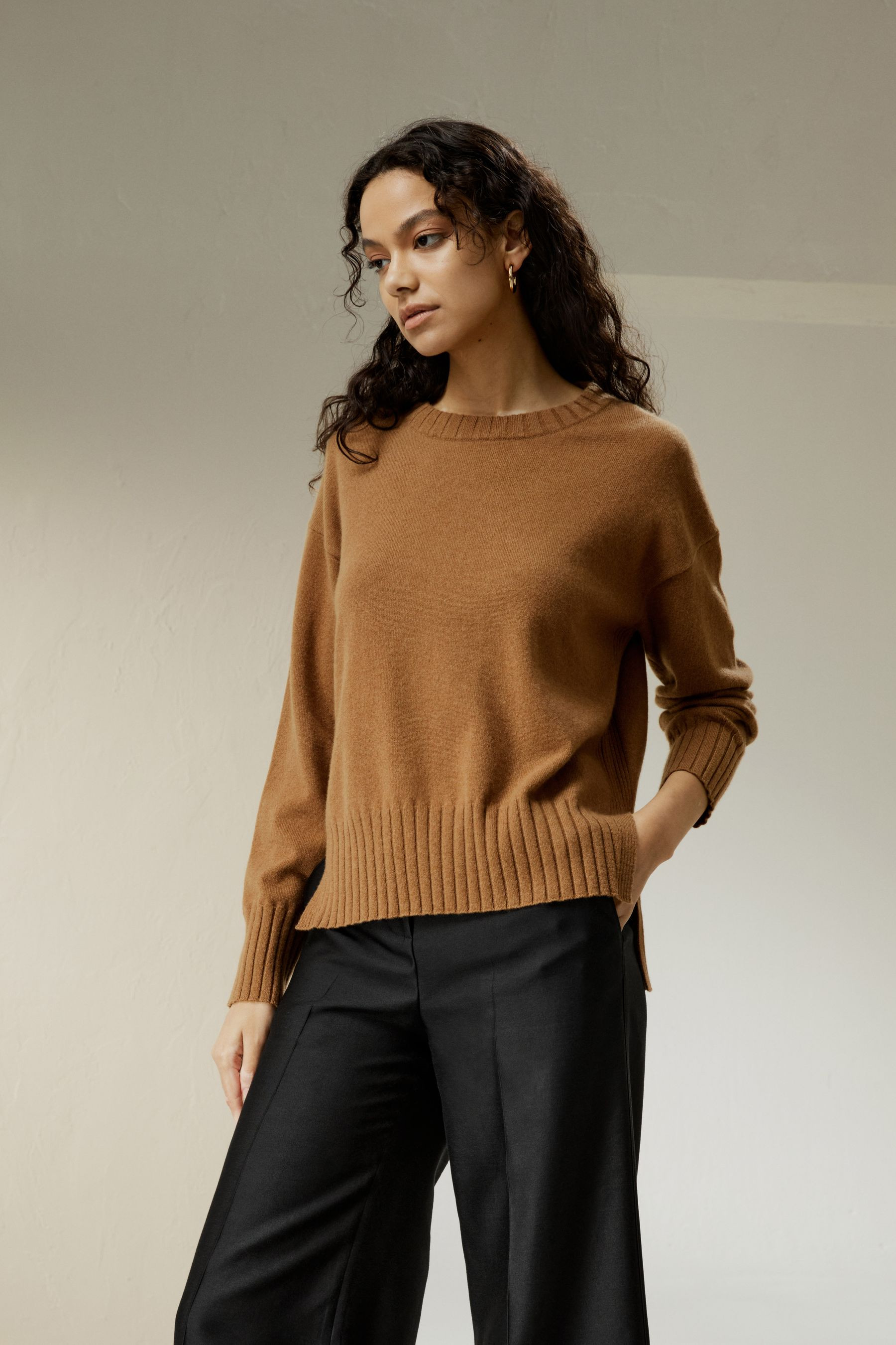 Crew Neck Cashmere Sweater | LILYSILK