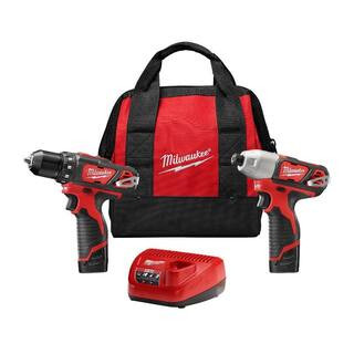 Milwaukee M12 12V Lithium-Ion Cordless Drill Driver/Impact Driver Combo Kit with Two 1.5Ah Batter... | The Home Depot