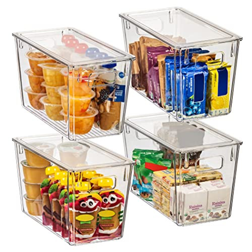 ClearSpace Modern Plastic Storage Bins with Lids – Perfect Kitchen Organization or Pantry Fridge Organizer, 4 Pack, 12.5" x 6" x 7", 9L Capacity Each, BPA Free, Stackable | Amazon (US)