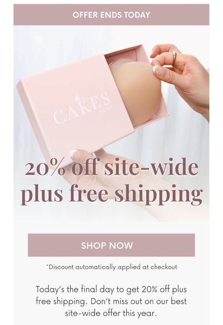 I love CAKES for my swimsuits and any time I need nipple coverage! 20% off ends today! 

#LTKsalealert #LTKCyberWeek #LTKfindsunder50