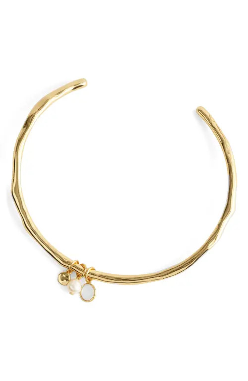 Madewell Cluster Pendant Hammered Choker Necklace in Antique Gold at Nordstrom | Nordstrom