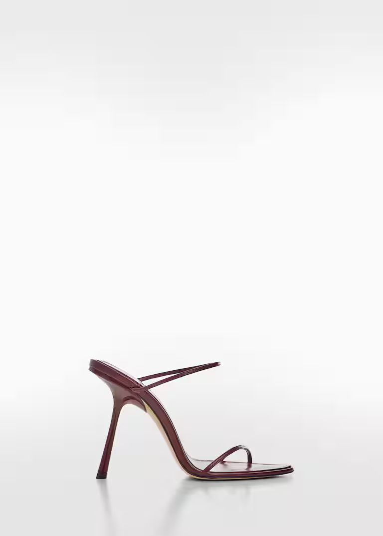 Leather sandal with inclined heel -  Women | Mango United Kingdom | MANGO (UK)