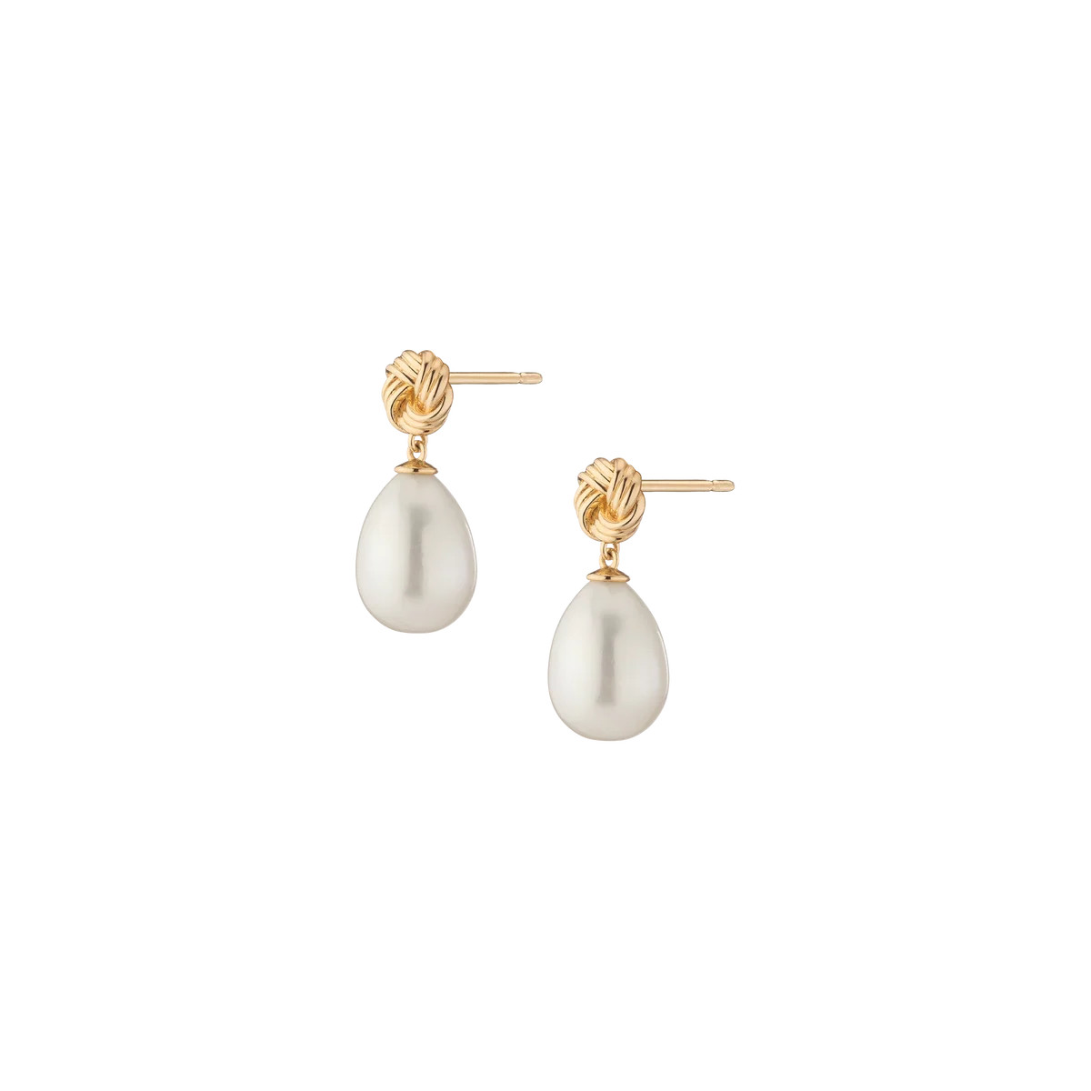 Aurate x Marilyn Monroe: Gold Knot Pearl Drop Earrings | AUrate New York