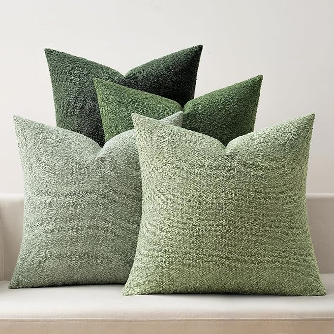 MIULEE Pack of 4 Decorative Sage Green Textured Boucle Spring Throw Pillow Covers 20x20 Inch Fore... | Amazon (US)