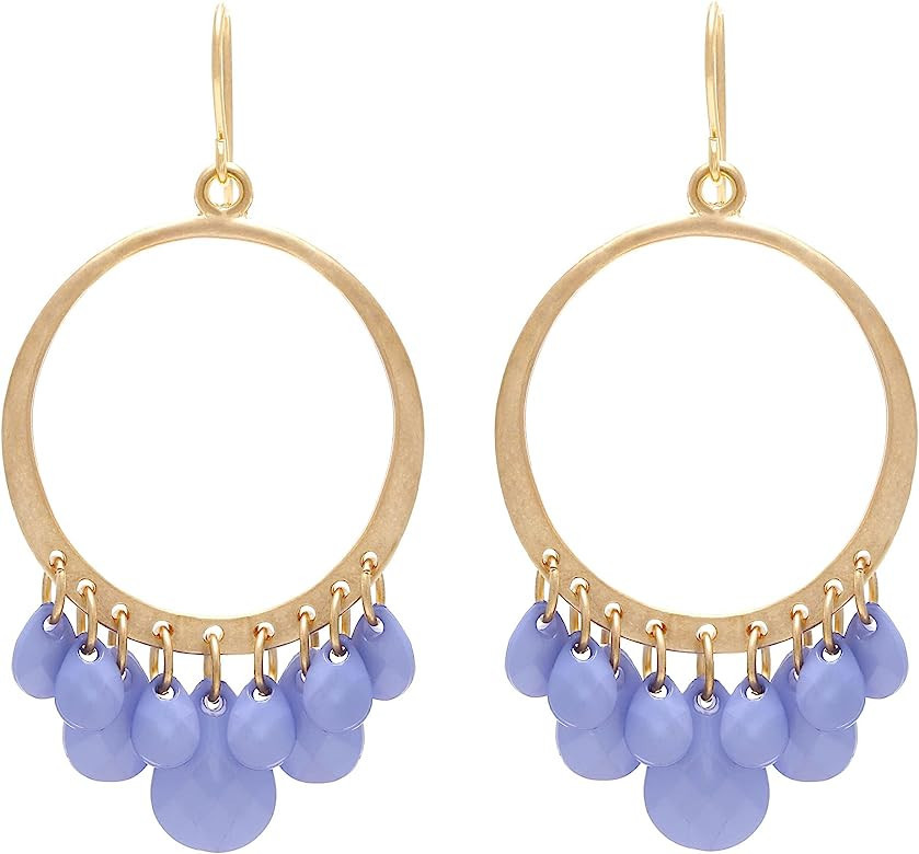 Bonaluna Boho Chic Collection of Multi-Bead Tassel & Circle Hoop Dangle Drop Earrings for Women | Amazon (US)