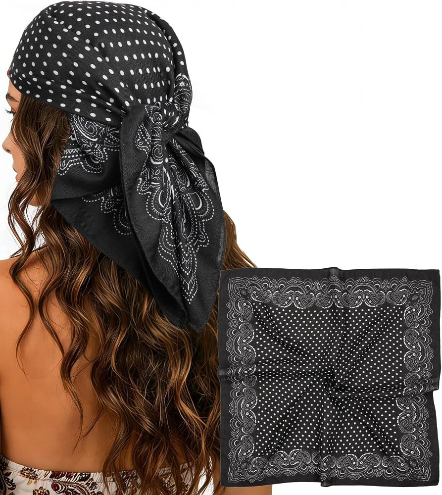 CHLINS 27.5" Square Head Scarf Silk Bandana Women Cotton Touch Hair Wrap | Amazon (US)