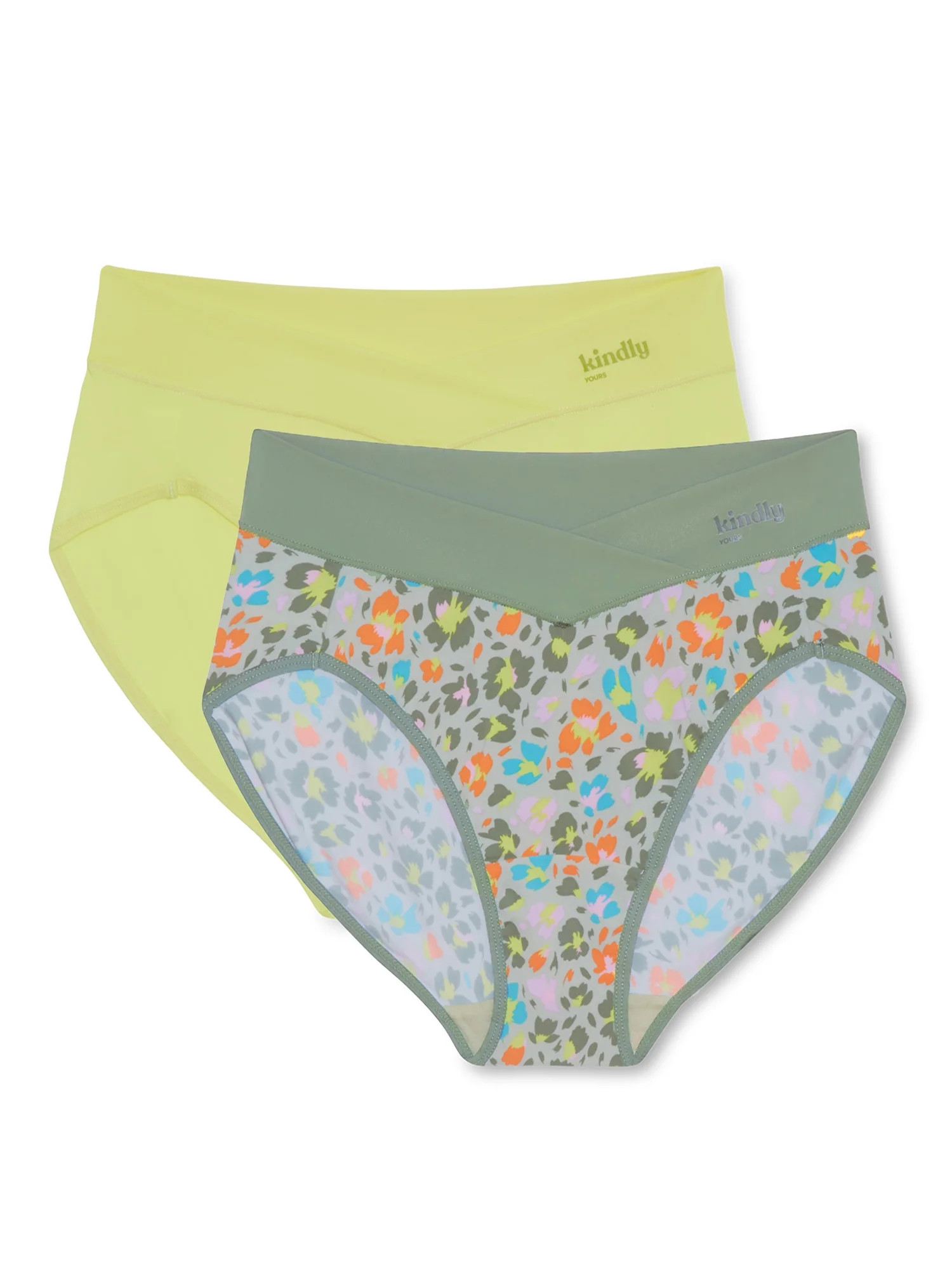 Kindly Yours Women's So Comfy Crossover Waist High Cut Panties, 2-Pack, Sizes XS to XXXL | Walmart (US)