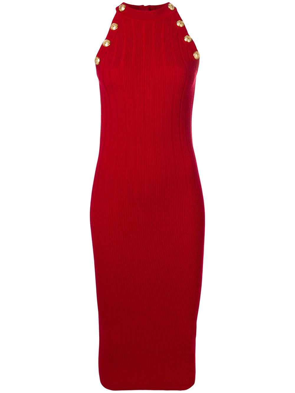 Balmain ribbed bodycon dress - Red | FarFetch Global