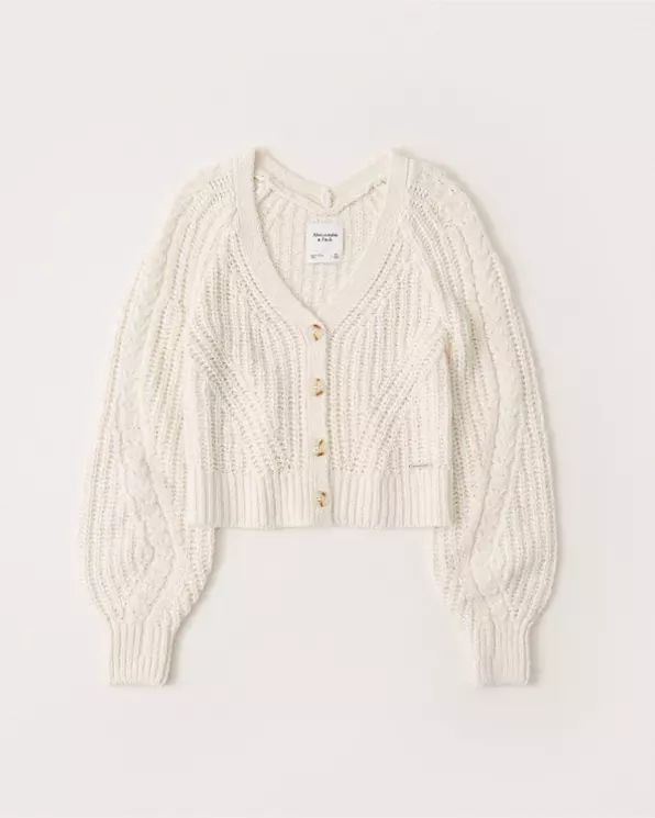 Women's Puff Sleeve Cropped Cardigan | Women's Tops | Abercrombie.com | Abercrombie & Fitch (US)