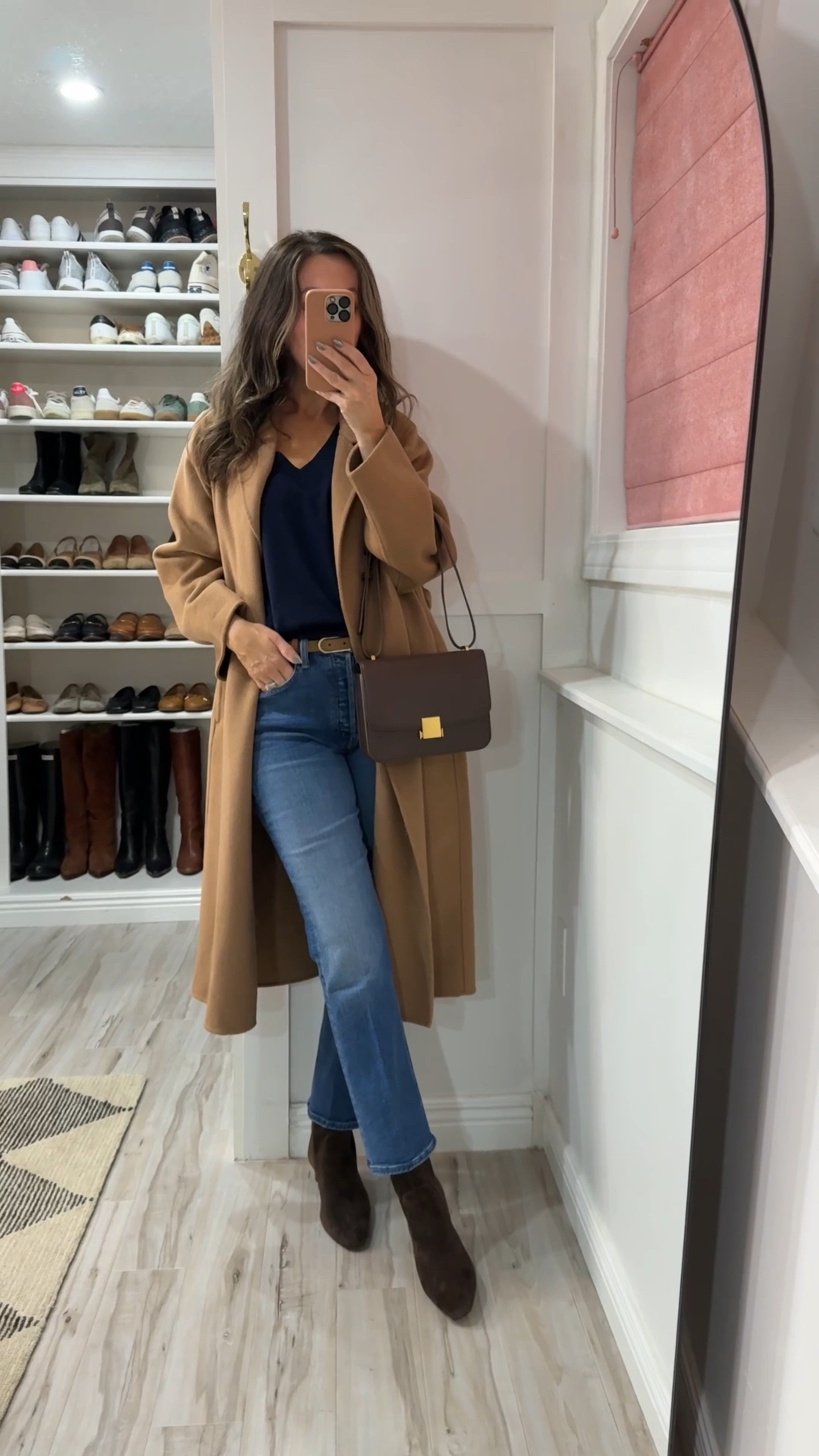 Jeans tts for me. Size down if in between sizes. Nice amount of stench and very comfortable.
Sweater in xs - relaxed fit.  
Oversized coat - true to size.  
Booties tts. 



#LTKShoeCrush #LTKSeasonal