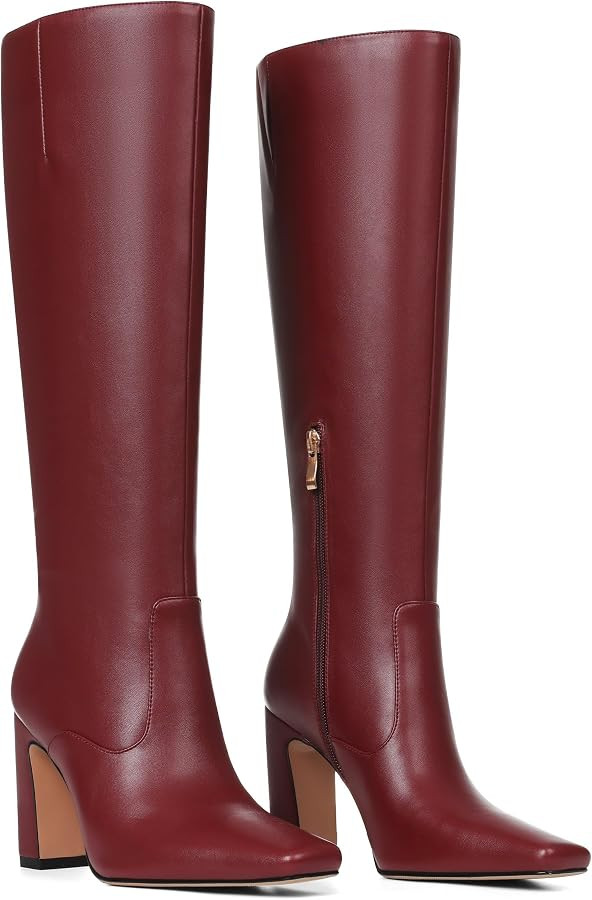 Lovee Cosee Women's Knee High Boots 2025 Chunky Block Heel Square Toe with Side Zipper Fall Winte... | Amazon (US)