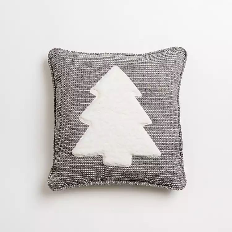 Mini Gray Sherpa Pine Tree Christmas Pillow | Kirkland's Home