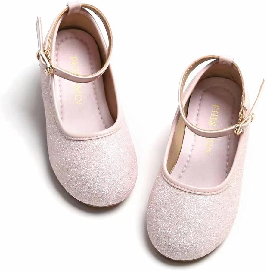 Toddler Flower Girl Dress Shoes - Little Girl Ballet Flats Sparkly Wedding Party | Amazon (US)