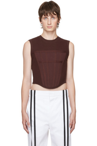 Dion Lee - Burgundy Rib Corset Tank Top | SSENSE