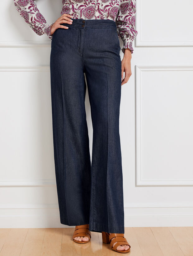 Tailored Indigo Wide Leg Pants | Talbots