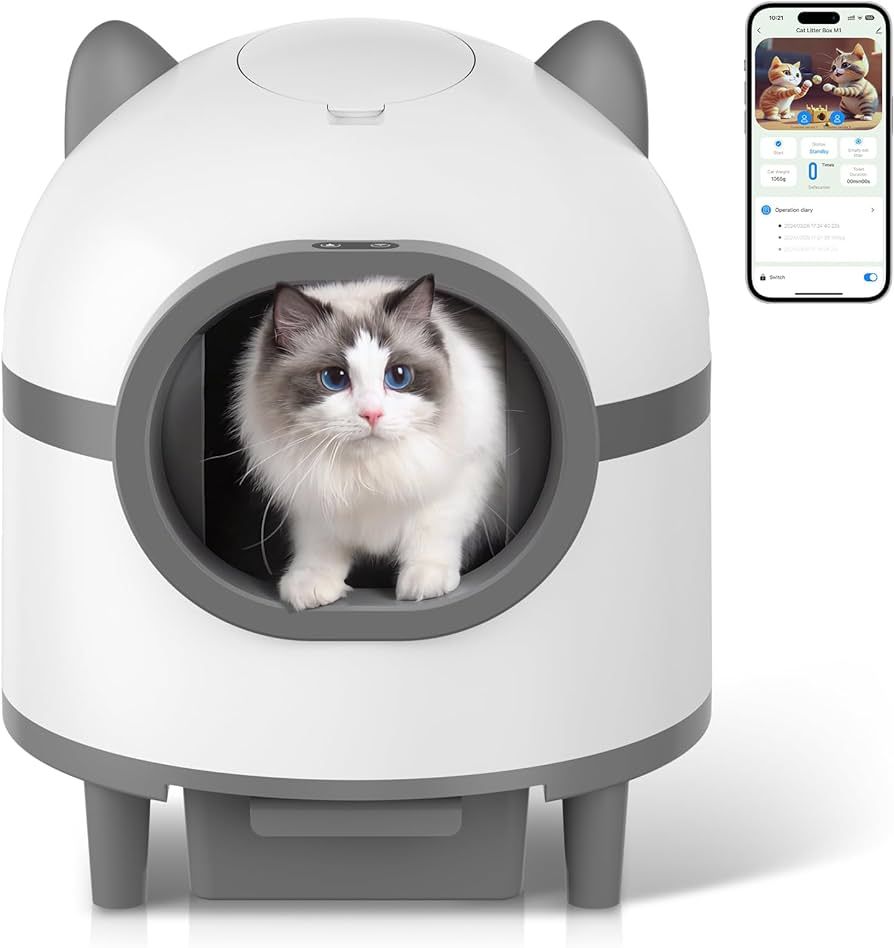 Self Cleaning Cat Litter Box, Large Automatic Cat Litter Box for Multiple Cats with APP Control O... | Amazon (US)