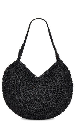 Round Straw Tote in Black | Revolve Clothing (Global)