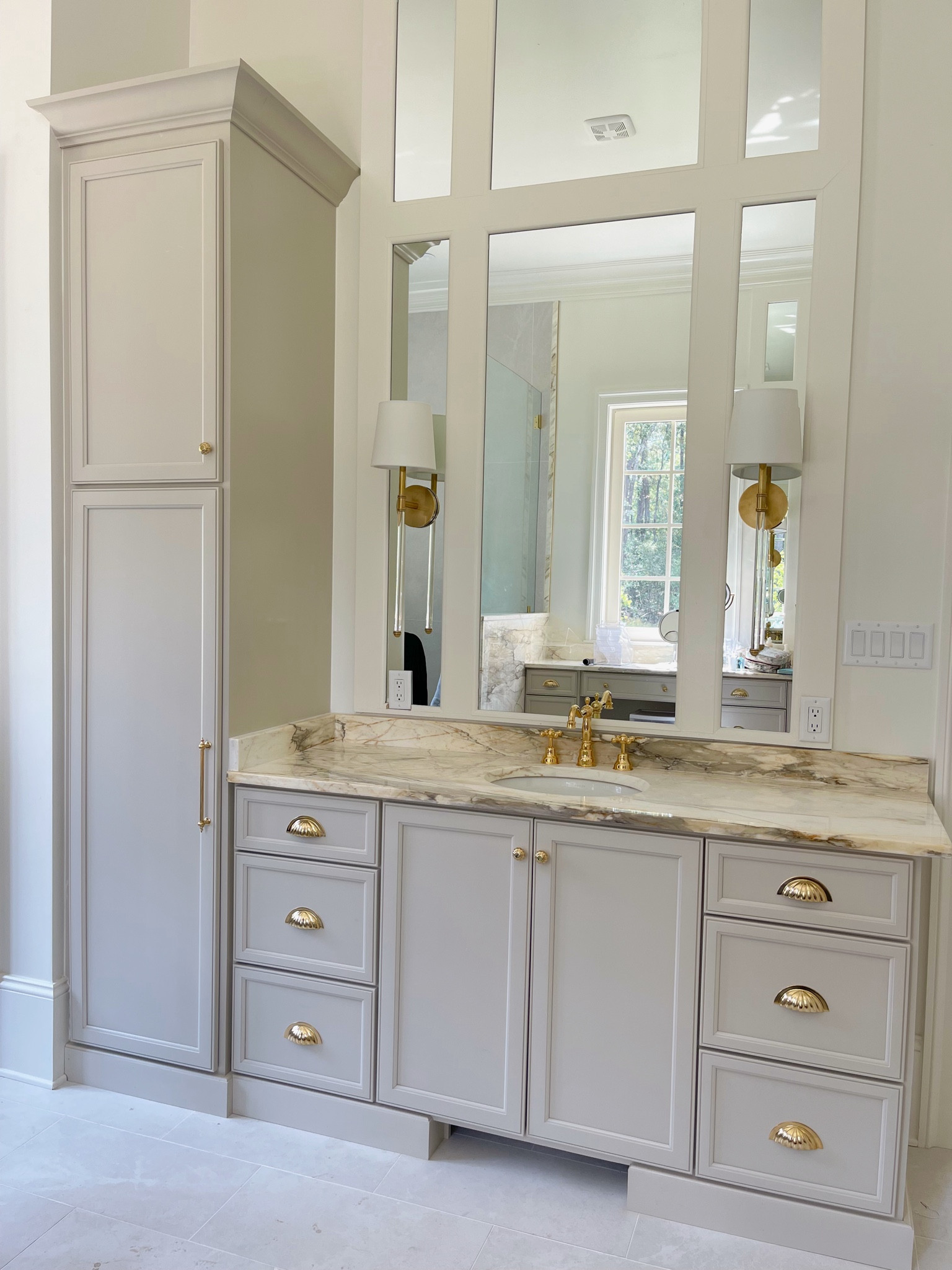 I absolutely love how our primary bathroom turned out! #interiordesign #bathroomdecor #rejuvenation 

#LTKFindsUnder100 #LTKHome