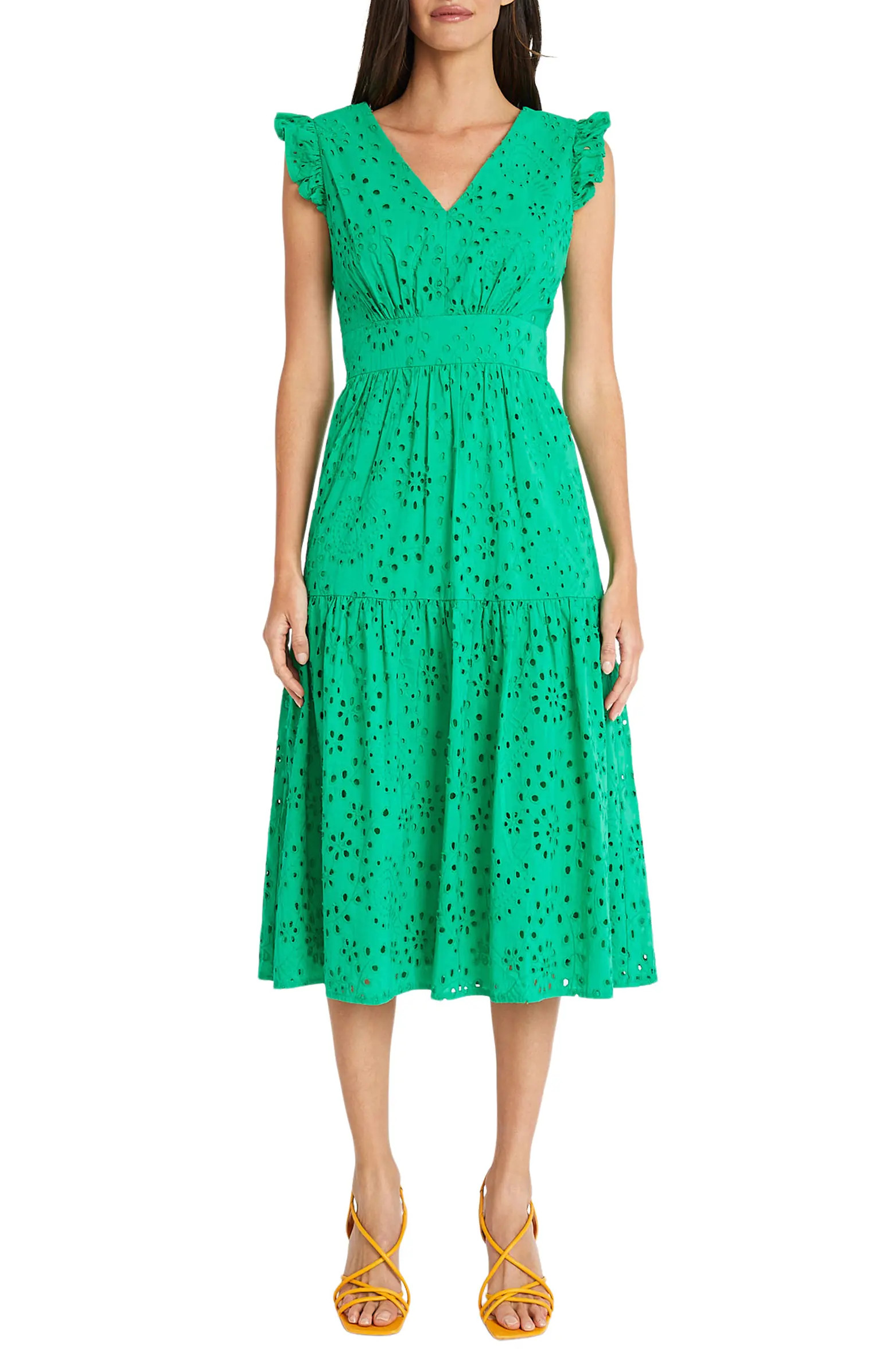 Cotton Eyelet Tiered Midi Dress | Nordstrom