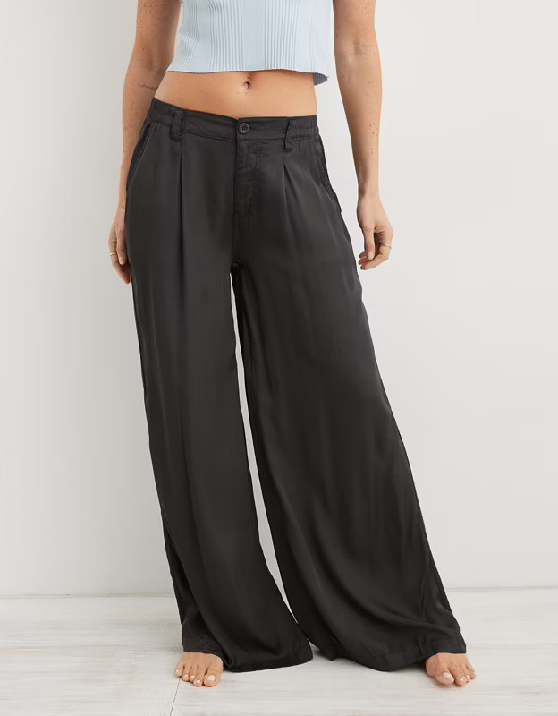 Aerie High Waisted Shine Wide Leg Pant | Aerie