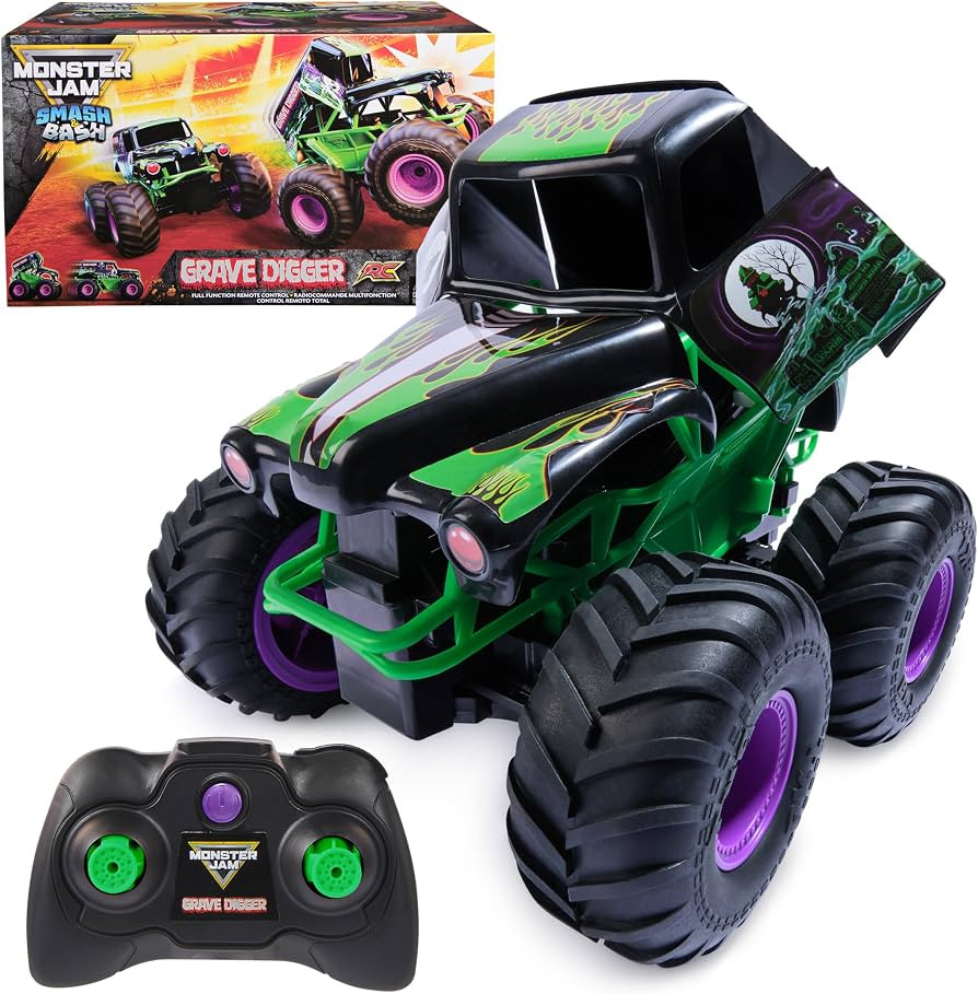 Monster Jam, Official Smash & Bash Grave Digger Remote Control Indoor & Outdoor Vehicle, 1:15 Sca... | Amazon (US)