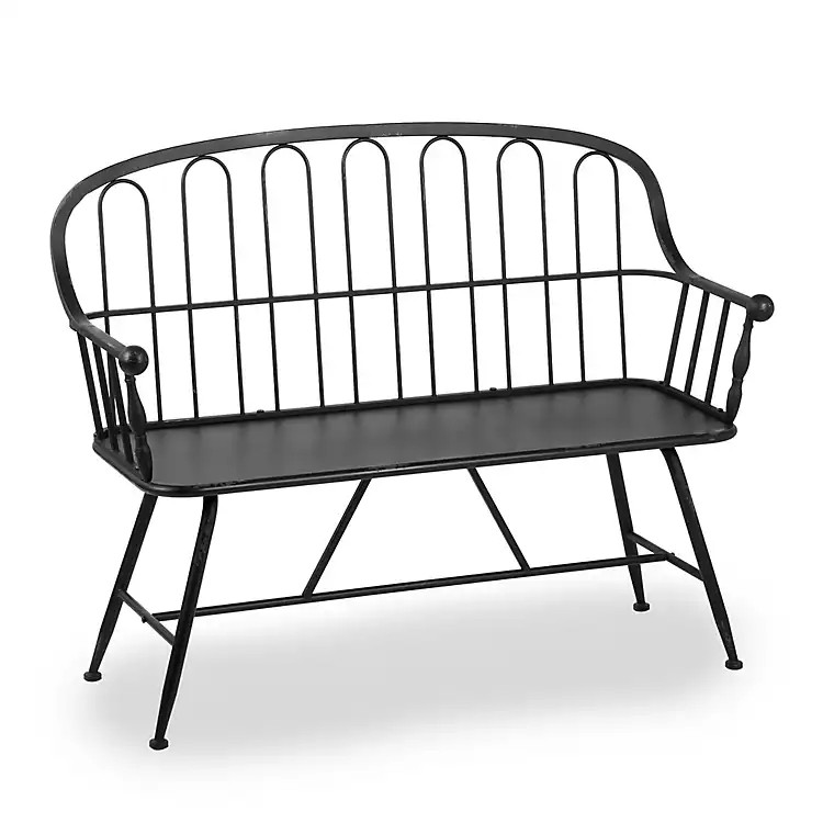 Black Arched Metal Outdoor Bench | Kirklands
