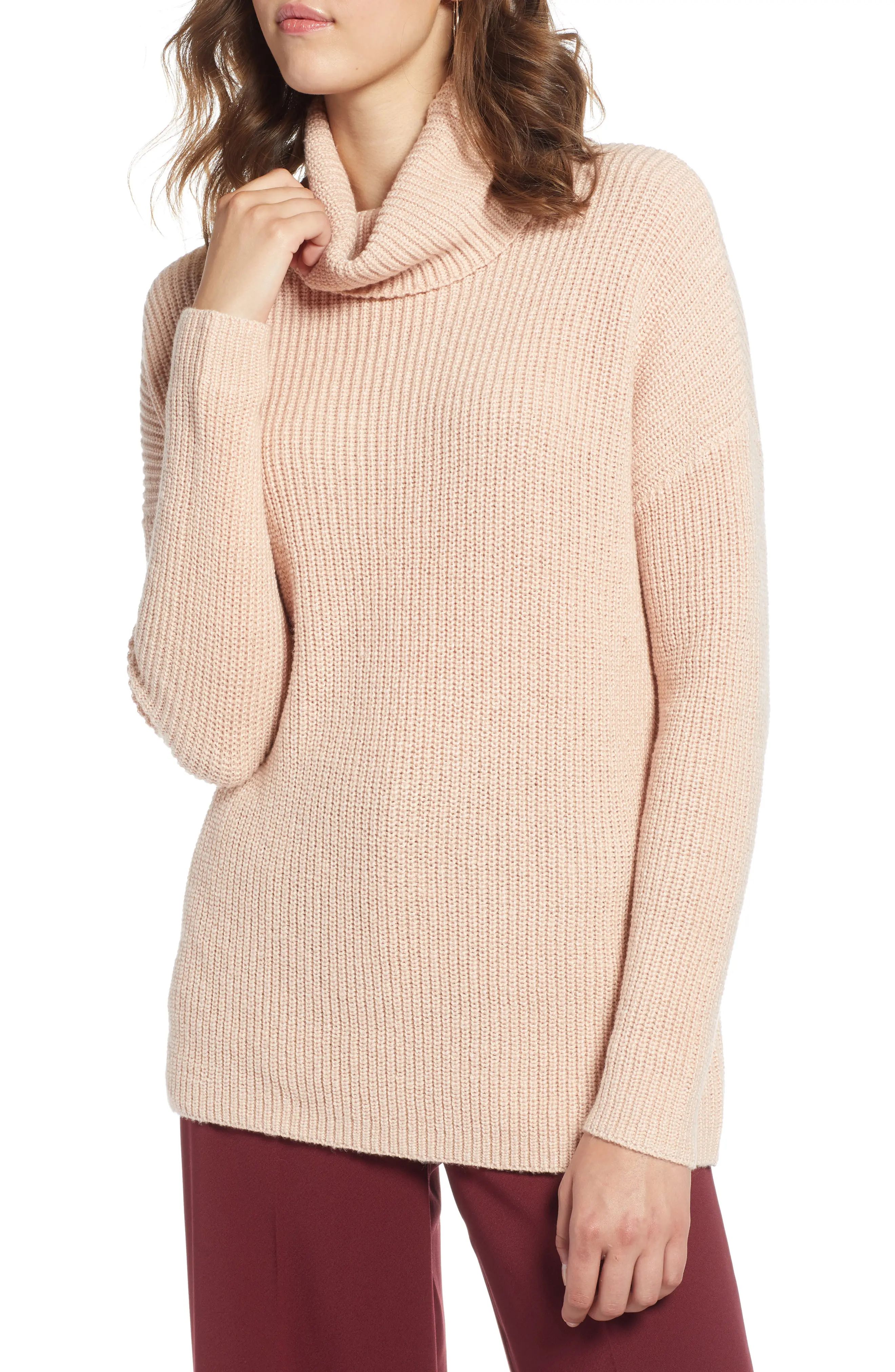 Halogen® Oversized Turtleneck Tunic Sweater (Regular, Petite & Plus Size) | Nordstrom