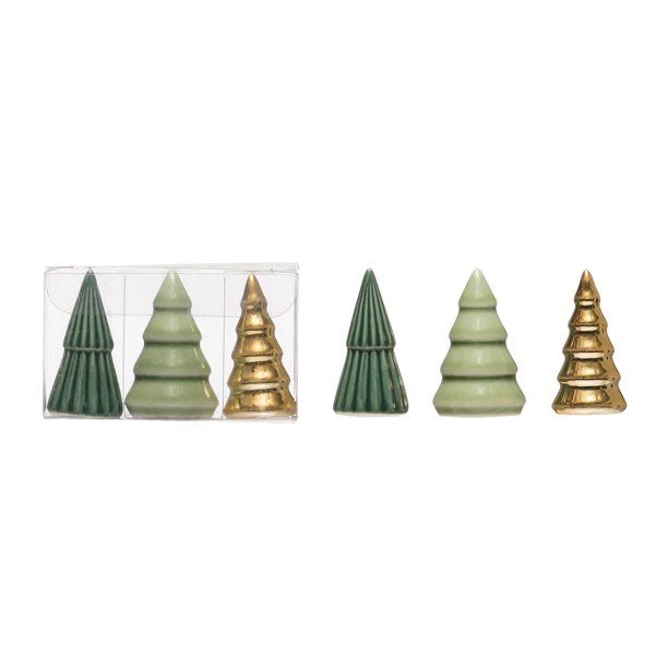 Green Golden Sage Tree 3.5 x 2 Porcelain Decorative Tabletop Figurine Set 3 - Walmart.com | Walmart (US)