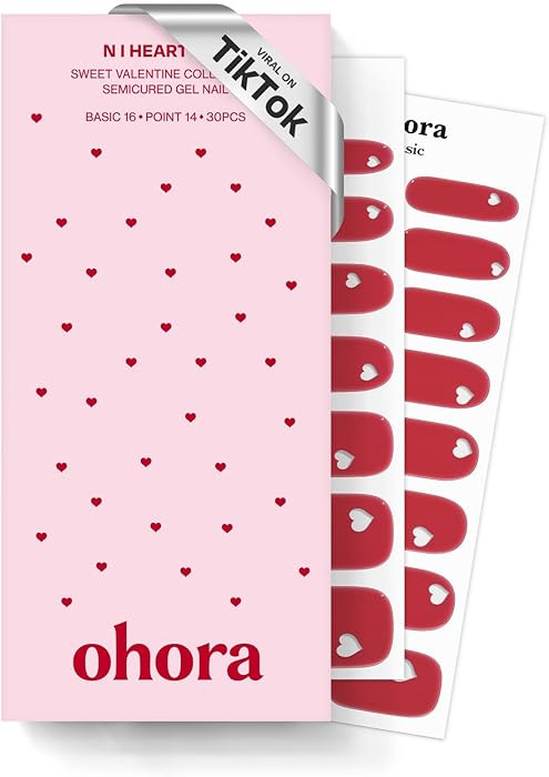 ohora Semi Cured Gel Nail Strips (N I Heart You) - Red, Solid, Works with Any UV/LED Lamps, Salon... | Amazon (US)