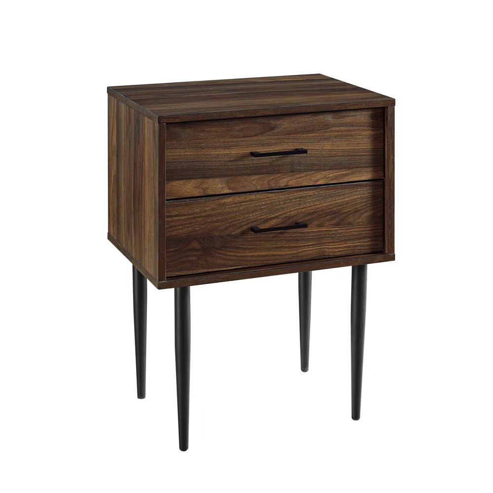 Ora Mid-Century Modern 2 Drawer Nightstand Dark Walnut - Saracina Home | Target
