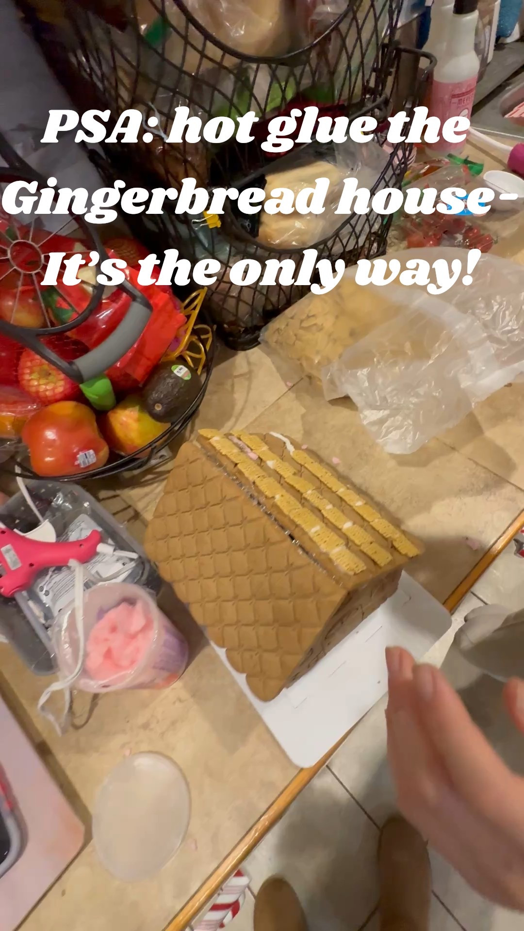 I don’t know why it’s taken us so long to hot glue- but it’s the only way- honestly!
This is our 10th year in a row with this tradition - and we love it 😍 
This is your sign to get your kits now and do your tradition OR make a new one!
#gingerbreadhouse#traditions

#LTKvlog #LTKmomlife #LTKdayinmylife