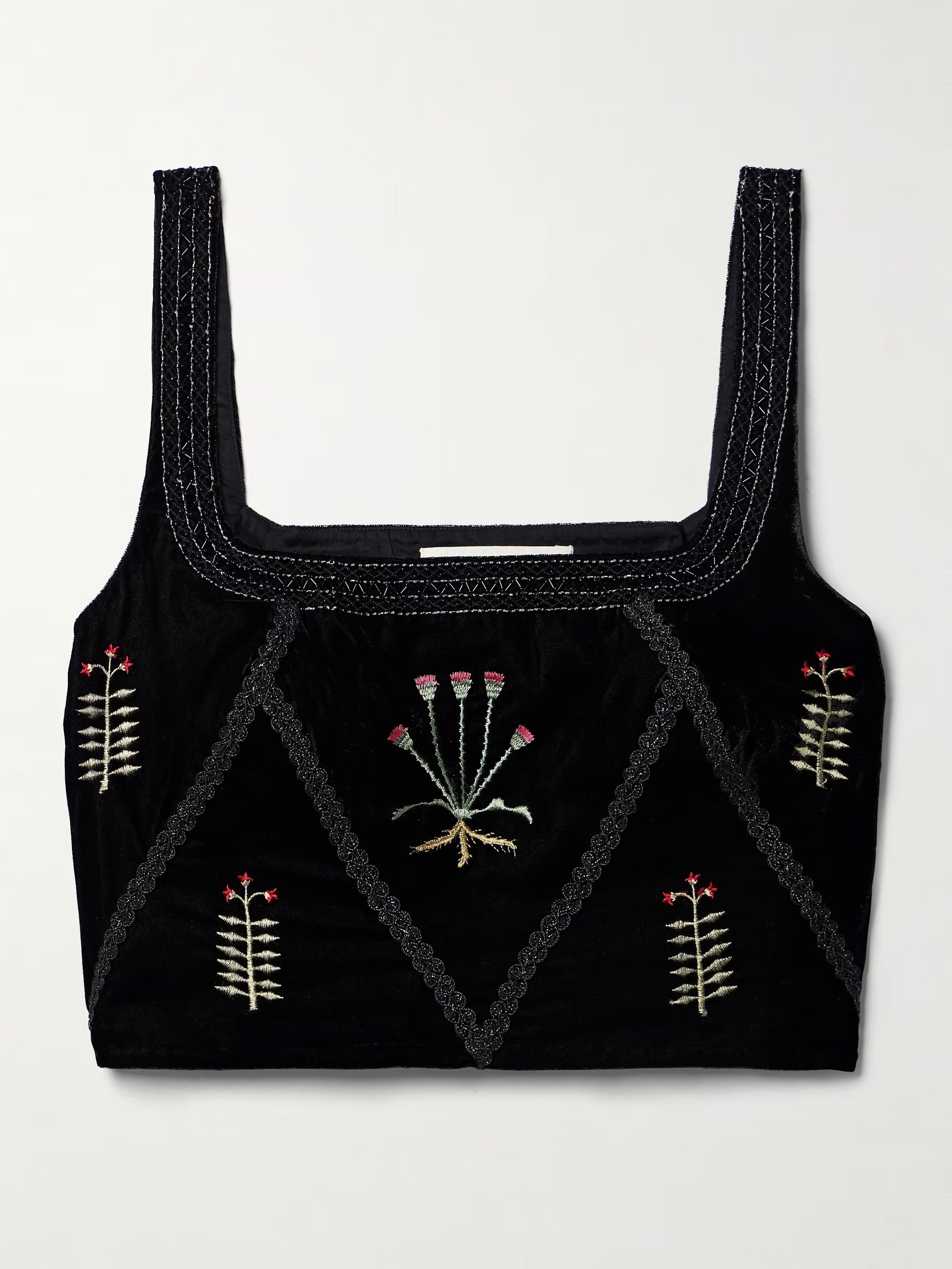 Cindarella cropped bead-embellished embroidered velvet top | NET-A-PORTER APAC