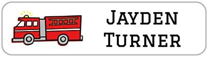 Name Bubbles Fire Truck Small Rectangle Custom Name Label (52 Pack) Durable Printed Stick on Labe... | Amazon (US)