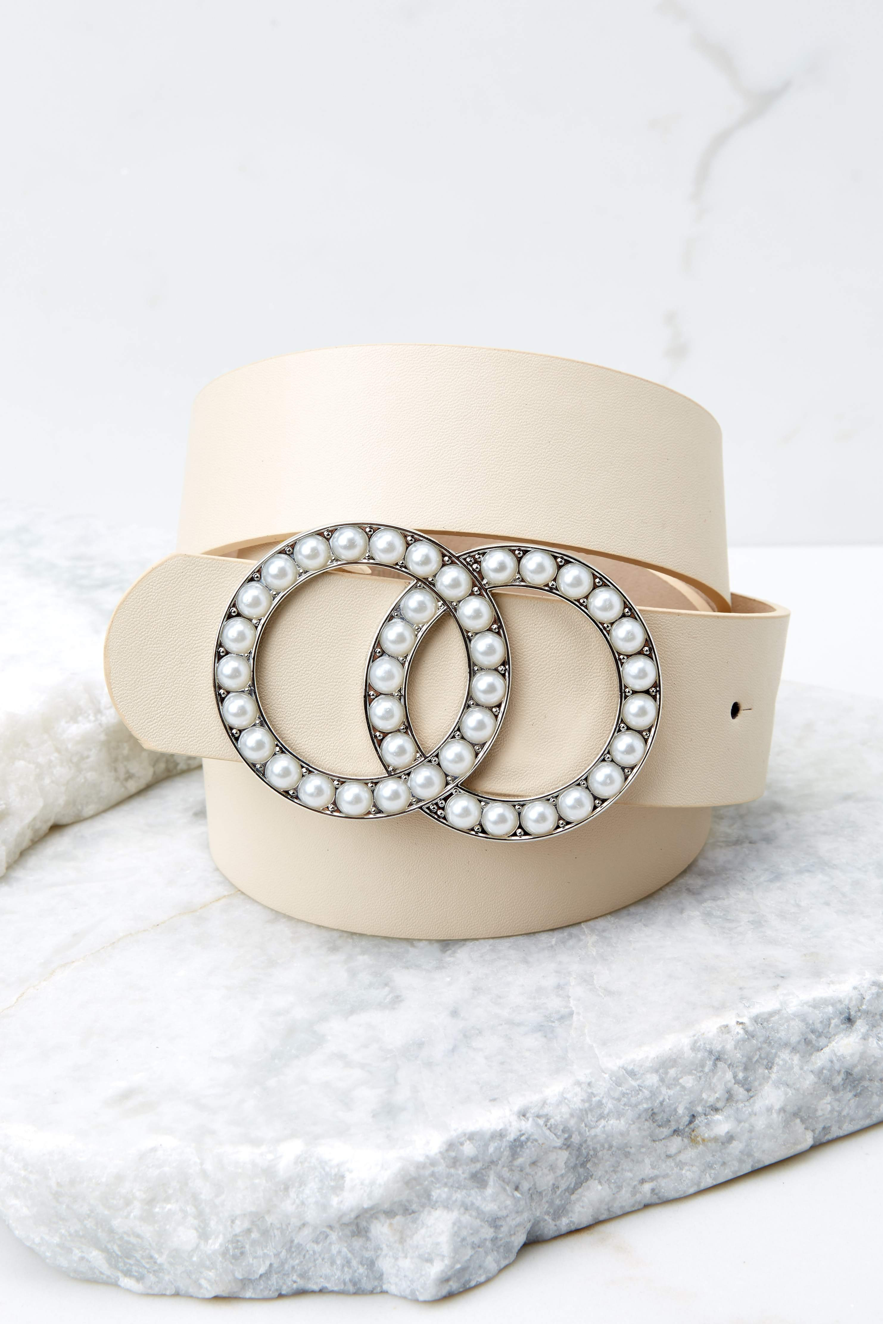 Seeing Double Cream Belt | Red Dress 