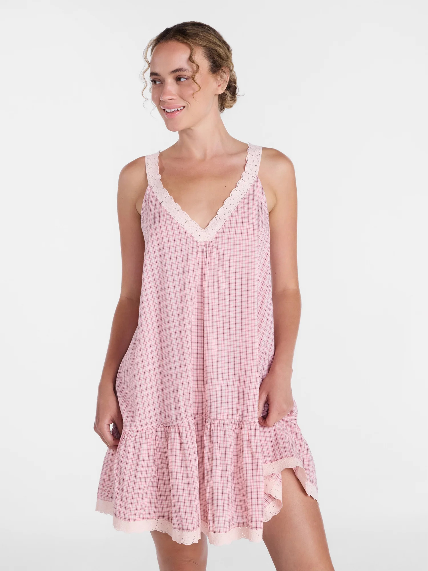 Joyspun Women\u2019s V Neck Woven Sleep Chemise, Sizes XS-3X - Walmart.com | Walmart (US)