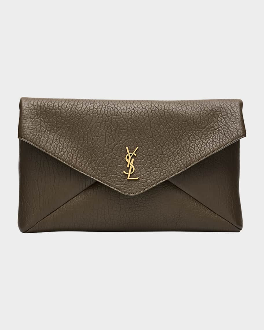 Saint Laurent YSL Envelope Pouch Bag in Grained Leather | Neiman Marcus