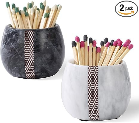 Matches Holder, Natural Marble Match Holder with Striker - Matches Box Modern Home Decor Gifts - ... | Amazon (US)