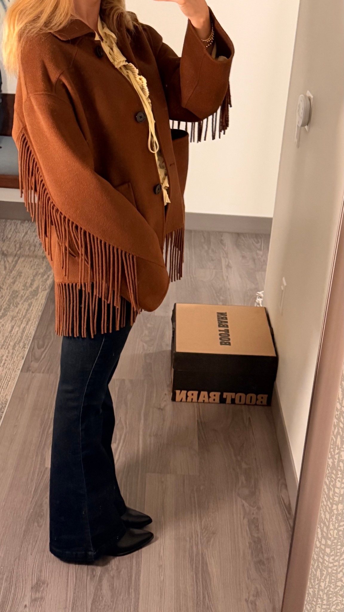 Montana outfit: fringe jacket, flare jeans, brown belt, butter yellow shirt.

My jacket is sold out, linked similar ones! 
Top too!

Western chic style, dinner outfit, date night outfit, fall style, fall fashion, fall outfit, autumn outfit, 

#LTKTall #LTKSeasonal #LTKStyleTip