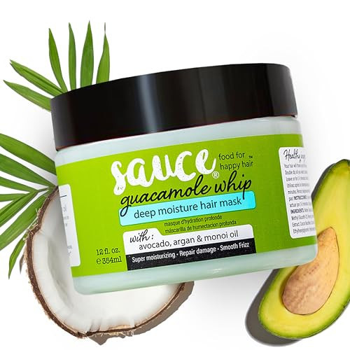 SAUCE BEAUTY Guacamole Whip Hair Mask - Deep Conditioning Hair Mask for All Hair Types w/Avocado, Honey & Argan Oil - 12 Fl Oz Hair Mask for Dry, Damaged & Frizzy Hair (Guacamole) | Amazon (US)
