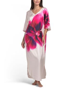Large Floral Printed Satin Caftan | TJ Maxx