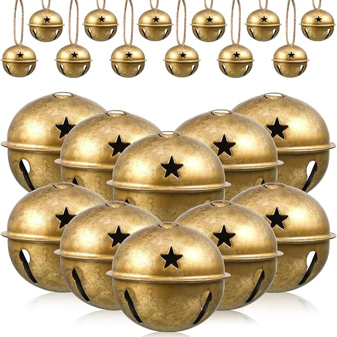Zubebe 2.5 Inch Christmas Bells Large Big Size, Christmas Star Cutout Colorful Sleigh Bell Orname... | Amazon (US)