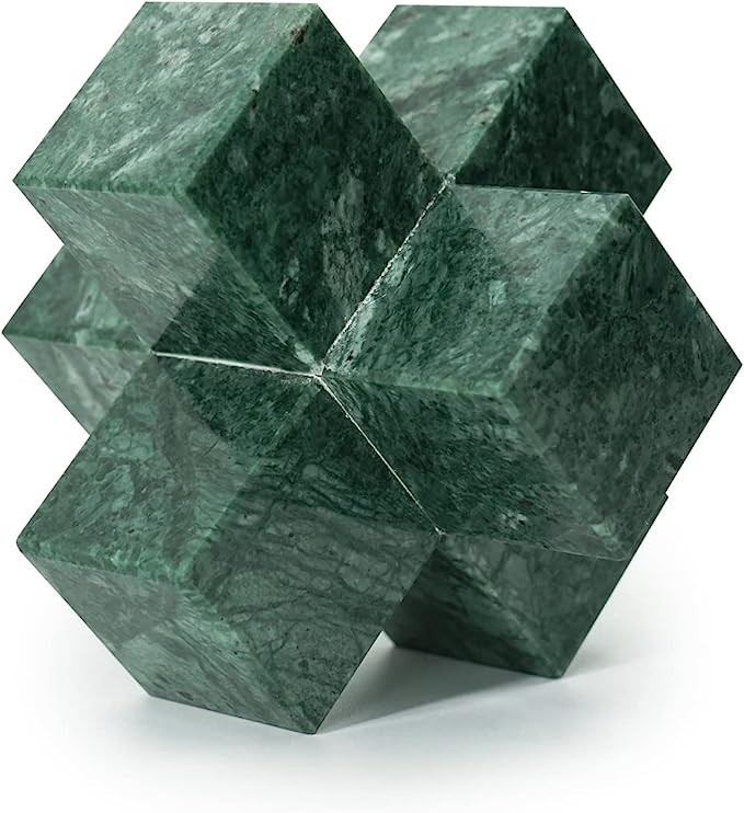 Dreamseden Geometric Sculpture, Small Green Marble Decorative Ornaments Modern Home Decor Accent ... | Amazon (US)