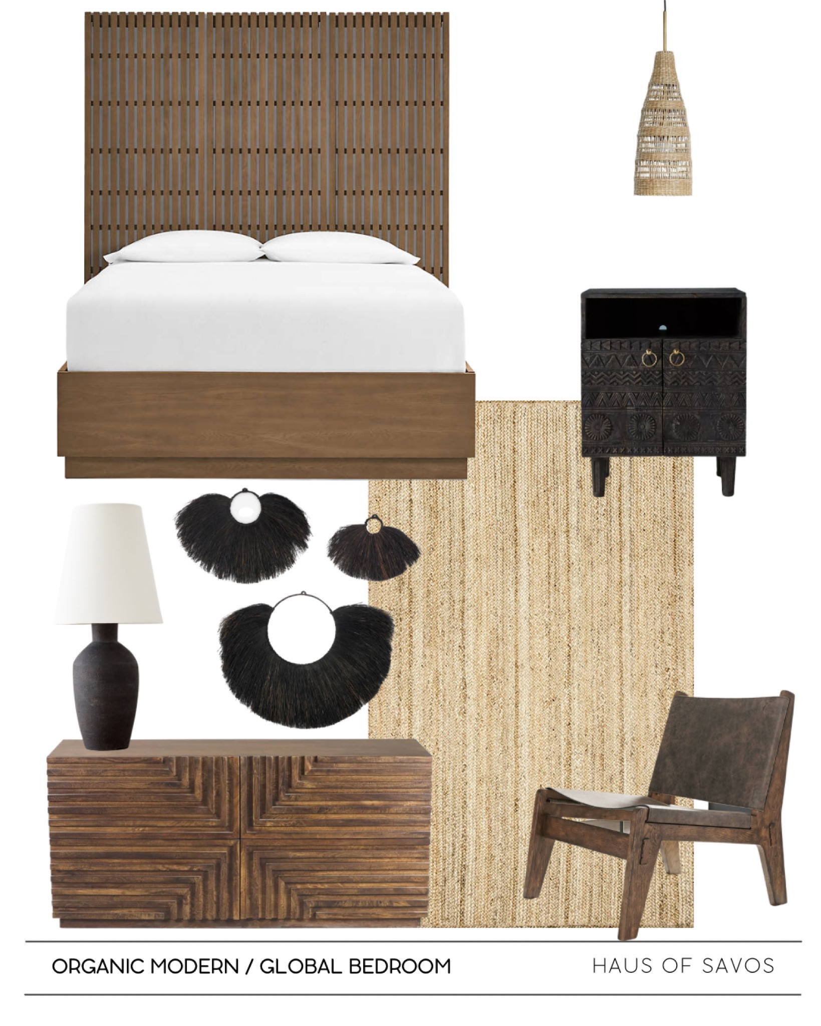 Organic Modern / Global Bedroom Idea 

Organic modern, California casual, Organic boho, Wood bed, Black wood nightstands, Leather accent chair, Textured dresser, Medium wood dresser, Organic wall decor, Natural rug 
Rattan pendants, Oversized table lamp, Bedroom ideas, Bedroom inspo,
Modern bedroom ideas 

#organicmodern #bedroom 

#LTKFind #LTKstyletip #LTKmens