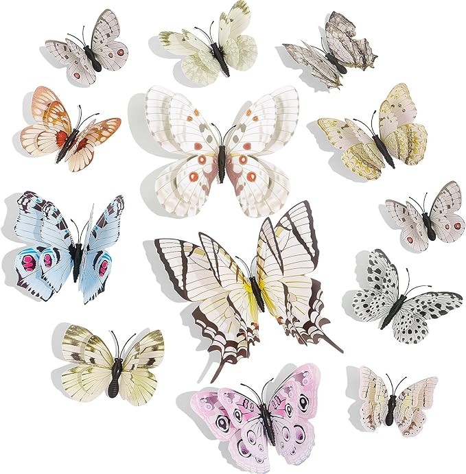 SAOROPEB 3D Butterfly Wall Decor, 24 Pcs Double Layer Butterfly Decorations for Party Decorations... | Amazon (US)
