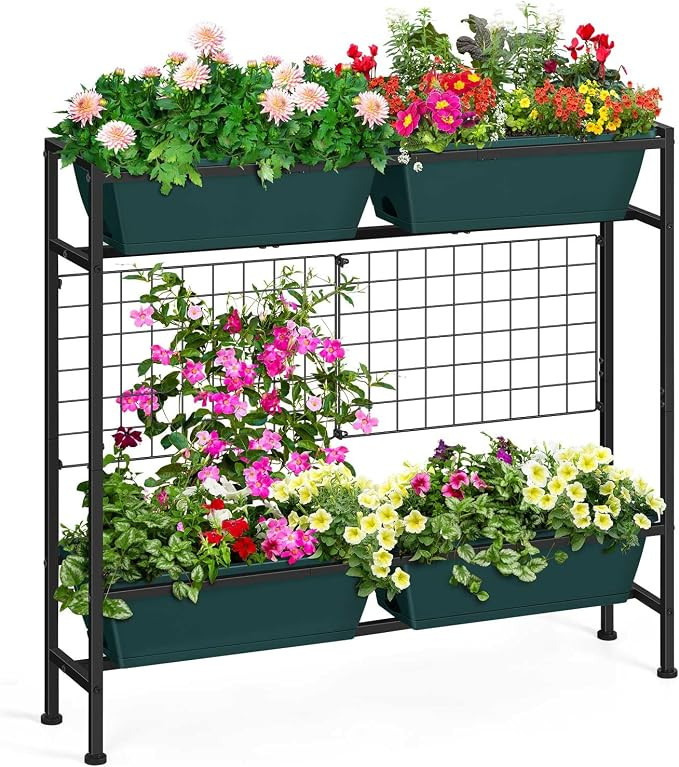 OYEAL Raised Garden Bed with Legs & & Trellis 32" Tall Vertical Herb Garden Planter Indoor Outdoo... | Amazon (US)